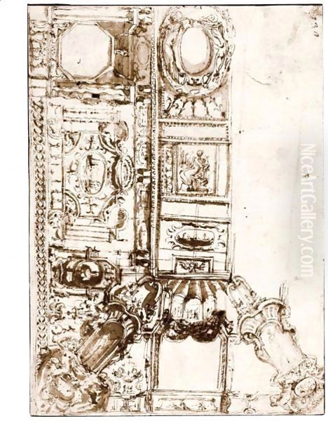 Design For An Elaborate Ceiling Decoration by Perino del Vaga (Pietro Bonaccors)