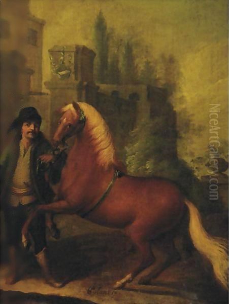 A Horse And His Groom Oil Painting by Martin Ferdinand Quadal