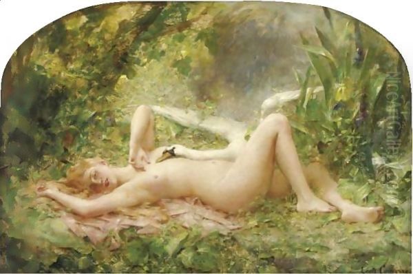 Leda And The Swann Oil Painting by Leon Francois Comerre