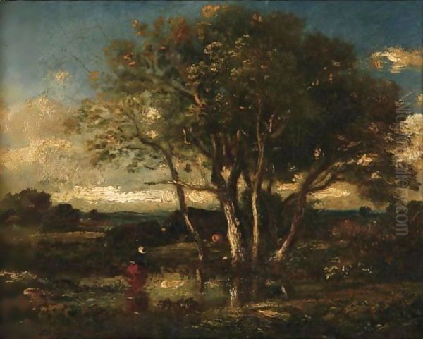 Landscape With Pond Oil Painting by Jules Dupre