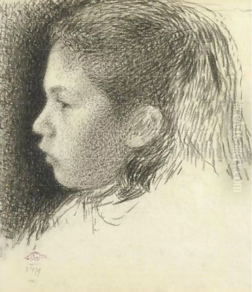 Portrait Of A Girl In Profile Oil Painting by Georges Lemmen