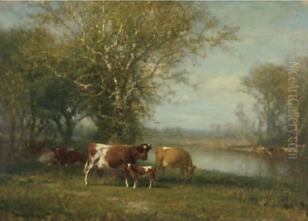 Landscape With Cattle Oil Painting by James McDougal Hart