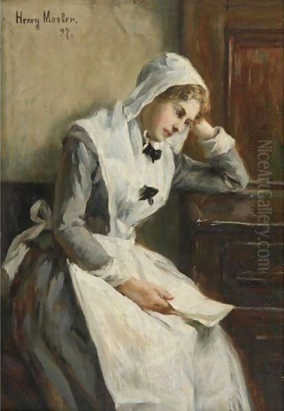 Lost In Thought Oil Painting by Henry Mosler