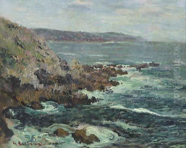 Rochers Dominant La Mer En Bretagne Oil Painting by Gustave Loiseau