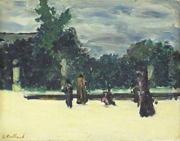 Autour Du Bassin, Aux Tuileries Oil Painting by Jean-Edouard Vuillard