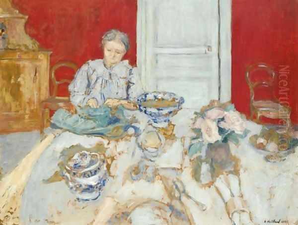 Madame Vuillard Ecossant Dans La Salle A Manger Oil Painting by Jean-Edouard Vuillard