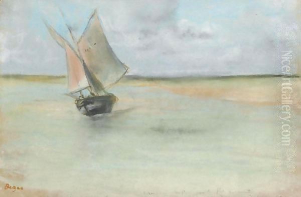 Bateau De Peche A L'Entree Du Port De Dives Oil Painting by Edgar Degas