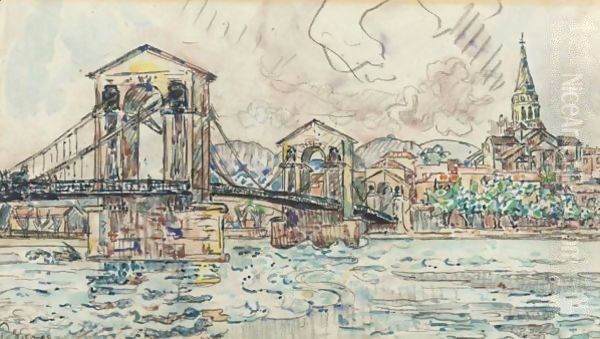 Le Pont De Bourg-Saint Andeol Oil Painting by Paul Signac