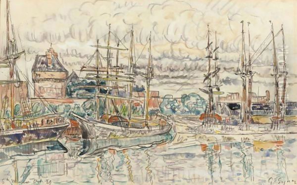 Scene De Port, Saint-Malo Oil Painting by Paul Signac