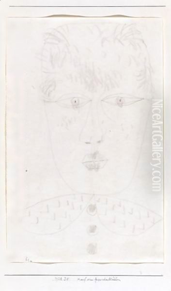 Kopf Eines Friesischen Madchens (Head Of A Frisian Girl) Oil Painting by Paul Klee