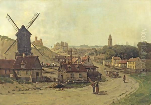 By The Antwerp Harbour Oil Painting by Gustave Mascart