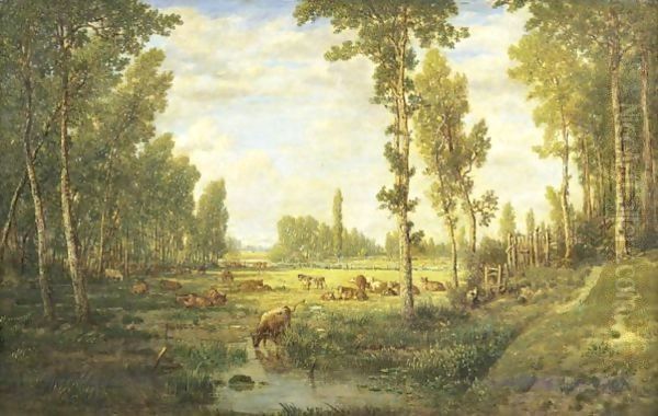 A Spring Morning At Bas - Breau Oil Painting by Etienne-Pierre Theodore Rousseau