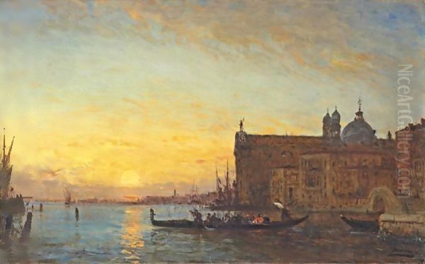 Venice At Dusk Oil Painting by Felix Ziem