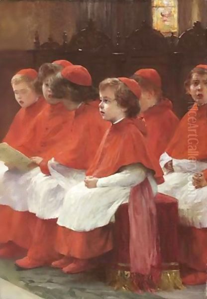 Choir-Boys Oil Painting by Albert Pierre Dawant