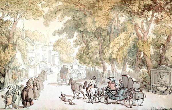 A Country Procession Oil Painting by Thomas Rowlandson