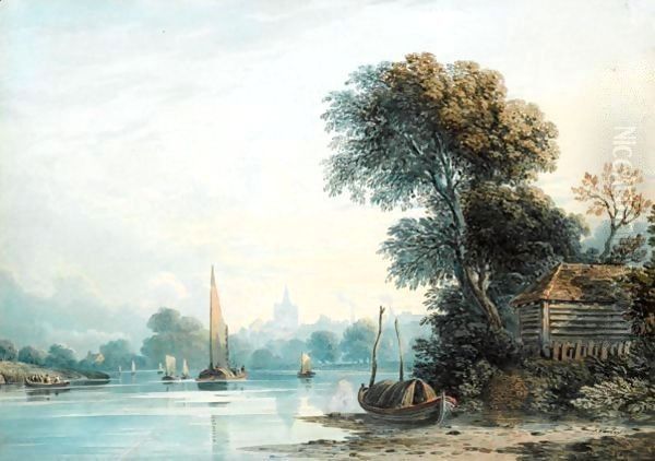 On The Thames, Chiswick Oil Painting by John Varley