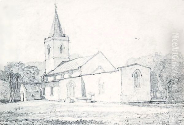 Narford Church Oil Painting by John Sell Cotman