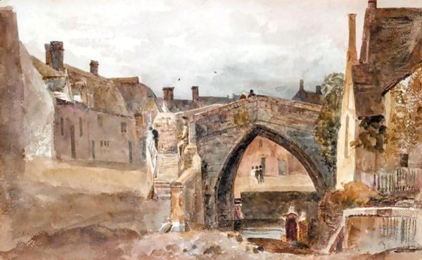 Trinity Bridge, Crowland, Lincolnshire Oil Painting by Peter de Wint