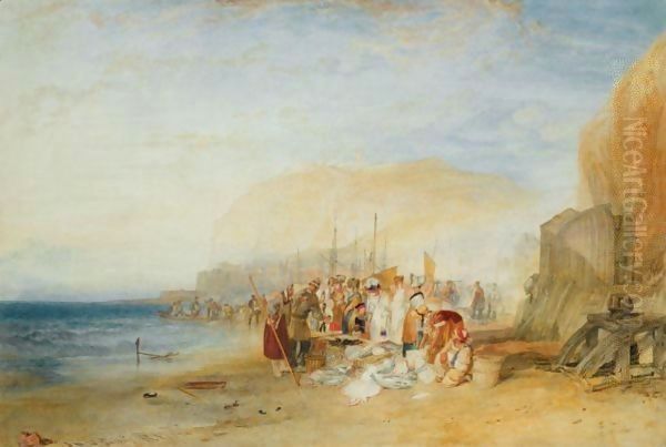 Hastings Fish Market On The Sands, Early Morning Oil Painting by Joseph Mallord William Turner