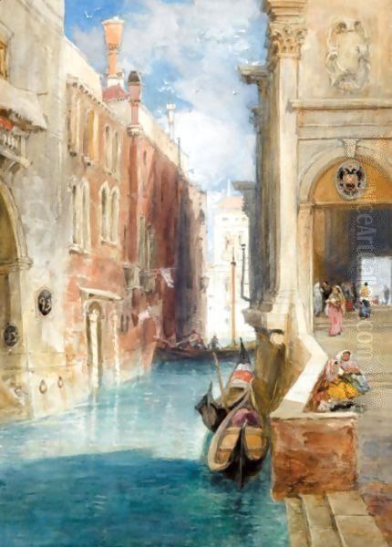 A Canal In Venice Oil Painting by James Holland