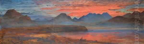 The Gulf Of Corinth At Sunset Oil Painting by Andrew Mccallum