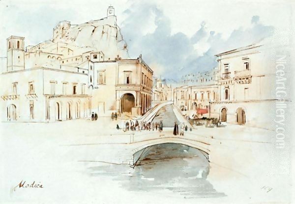 Modica, Sicily Oil Painting by Edward Lear