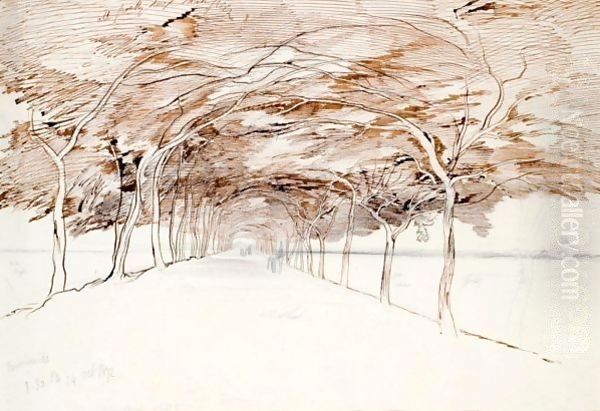 Acacia Avenue, Gizah Oil Painting by Edward Lear