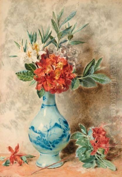 Flowers In A Vase Oil Painting by William Henry Hunt