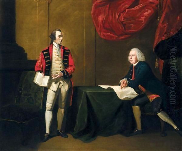 Portrait Of Two Gentlemen Oil Painting by Benjamin Wilson