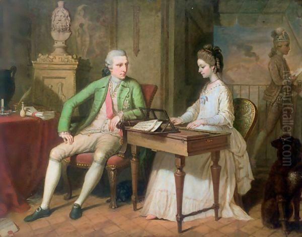 Portrait Of Sir William And Lady Hamilton Oil Painting by David Allan