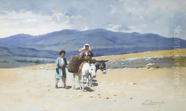 Mountain Travellers Oil Painting by Richard Karlovich Zommer