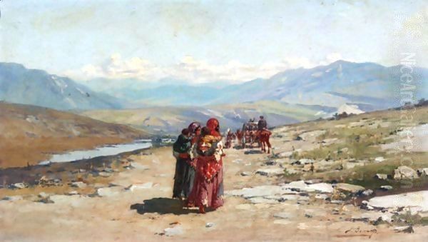 Travellers In The Mountains 2 Oil Painting by Richard Karlovich Zommer