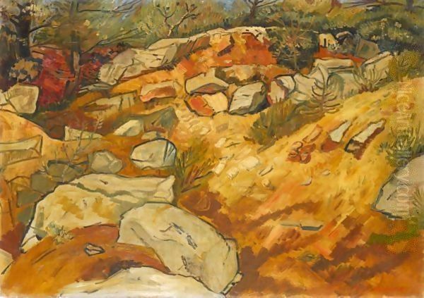 Rocks And Shingle Oil Painting by Abraham Mintchine