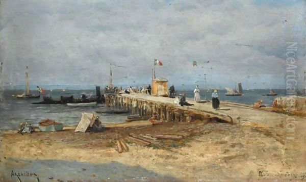 The Pier, Arcachon Oil Painting by Aleksei Petrovich Bogolyubov