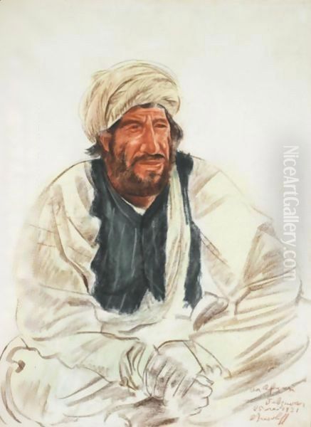 Portrait Of A Seated Afghan Oil Painting by Alexander Evgenievich Yakovlev