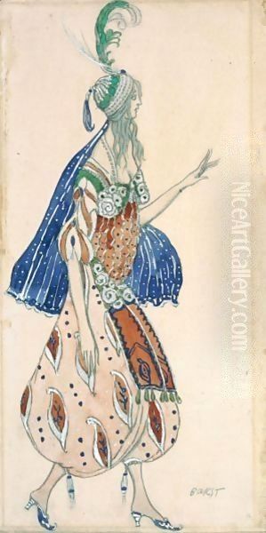 Costume Design From A Production Of Scheherezade Oil Painting by Lev Samoilovich Bakst