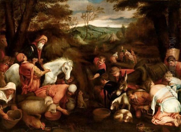 Gli Israeliti Bevono L'Acqua Miracolosa Oil Painting by Jacopo Bassano (Jacopo da Ponte)