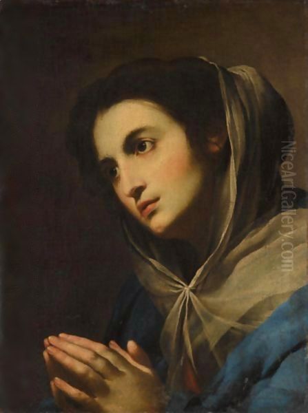 Madonna In Preghiera Oil Painting by Massimo Stanzione