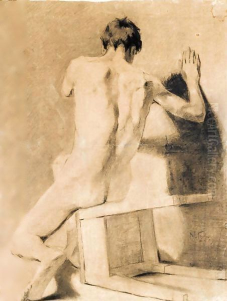 Life Drawing Of A Male Nude Oil Painting by Nicholas Gysis