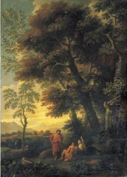 A Landscape With Figures Resting In The Foreground Oil Painting by Jan Frans Van Bloemen (Orizzonte)