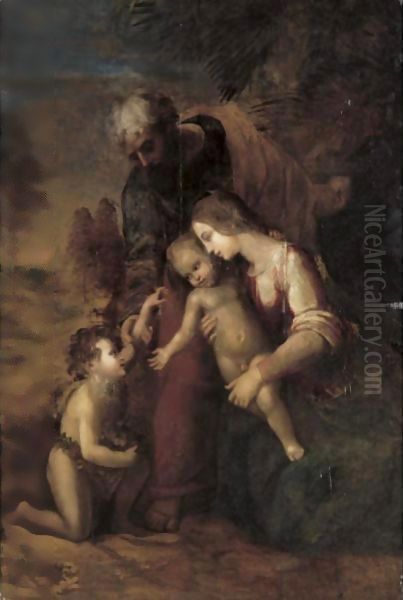 The Holy Family With The Infant St. John The Baptist Oil Painting by Raphael (Raffaello Sanzio of Urbino)