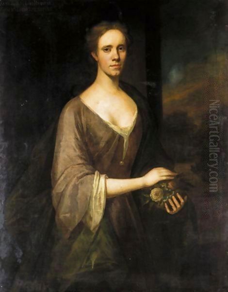 Portrait Of A Lady, Traditionally Identified As Anne, Wife Of John, 11th Lord Elphinstone Oil Painting by Jeremiah Davidson