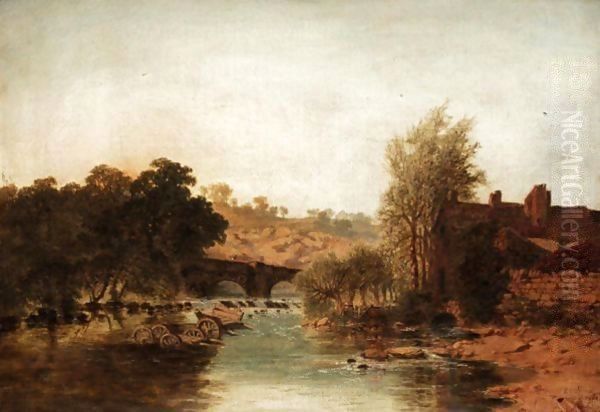 Ludford Bridge Oil Painting by Edmund John Niemann, Snr.