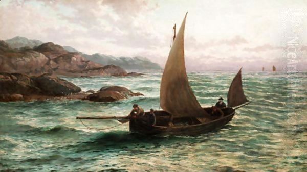 Fishermen Returning, Morning At Stone Head, Connemara, Ireland Oil Painting by Thomas Rose Miles