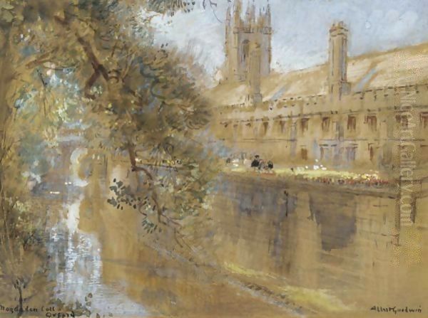 Magdalen College, Oxford Oil Painting by Albert Goodwin