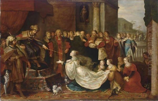 Esther Before Ahasuerus (Esther V2-34) Oil Painting by Frans the younger Francken