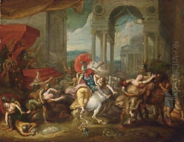 The Rape Of The Sabine Women Oil Painting by Simon de Vos