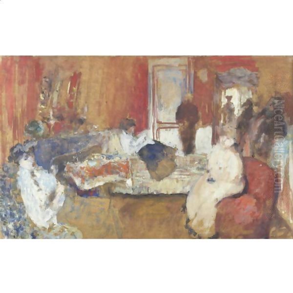 Dans La Chambre Rouge Oil Painting by Jean-Edouard Vuillard