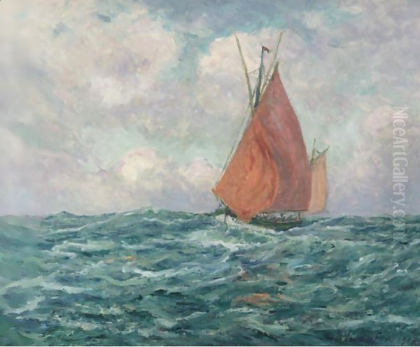 Thonier En Mer Oil Painting by Maxime Maufra