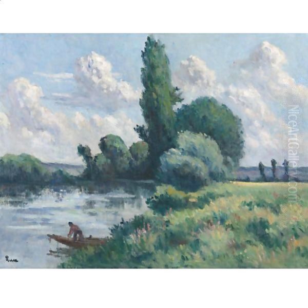 Rolleboise, Le Petit Bras De Seine Oil Painting by Maximilien Luce